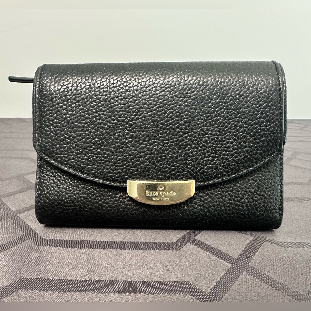 Kate Spade black wallet with gold hardware